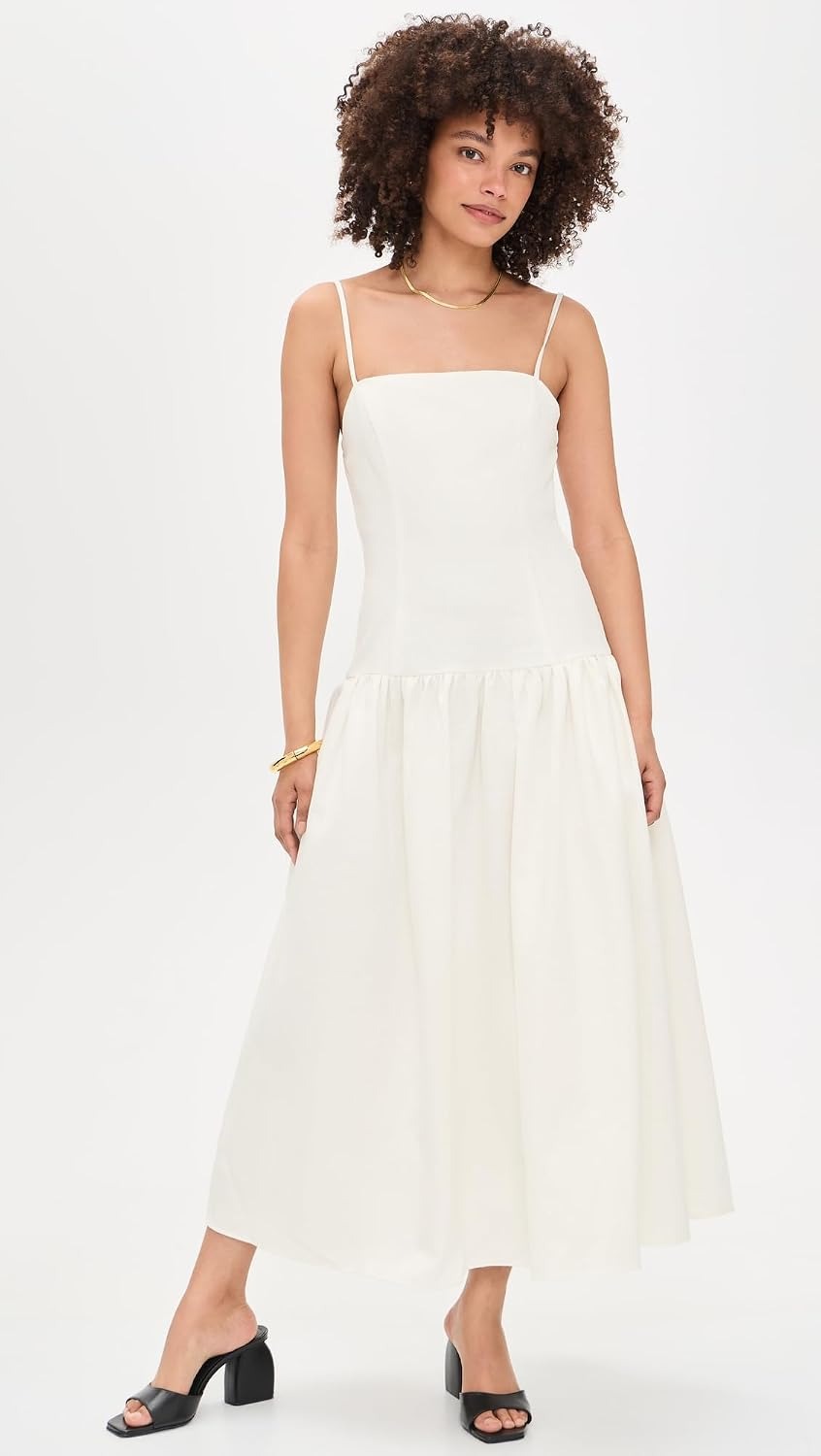 Endless Rose Women's Linen Drop Waist Maxi Dress, Ivory, M