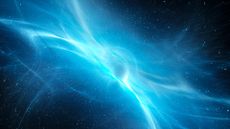 Blue glowing interstellar plasma field in deep space, computer generated abstract background, 3D rendering.