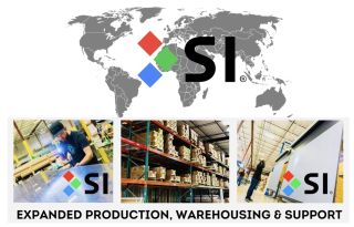 An four-square image depicting the enhanced production and warehousing for Screen Innovations.