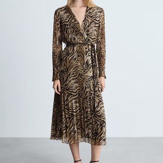 Mango Animal Print Midi Dress