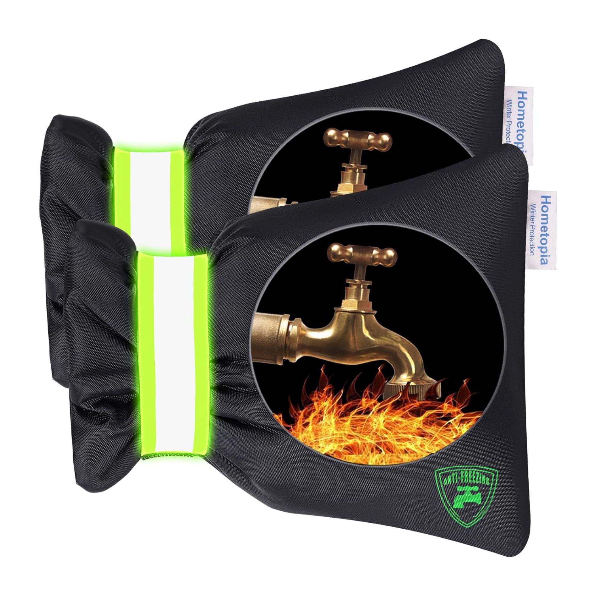 Black nylon faucet cover with reflective strip