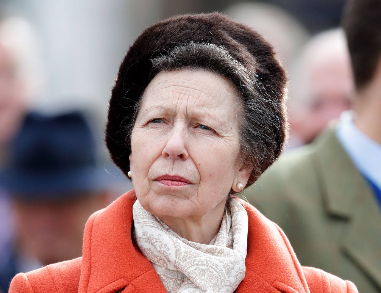 Princess Anne, Princess Royal attends day 1 &#039;Champion Day&#039; of the Cheltenham Festival 2020 at Cheltenham Racecourse on March 10, 2020 in Cheltenham, England