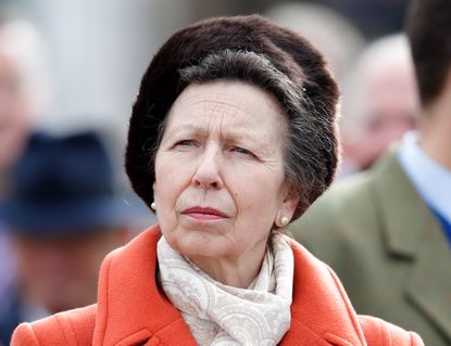 Princess Anne, Princess Royal attends day 1 'Champion Day' of the Cheltenham Festival 2020 at Cheltenham Racecourse on March 10, 2020 in Cheltenham, England