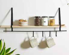 Samuel Iron & Wood Hook Wall Shelf