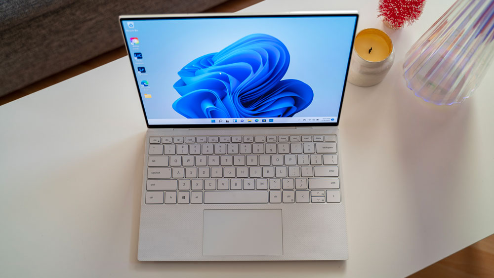 Dell XPS 13 laptop on a white table