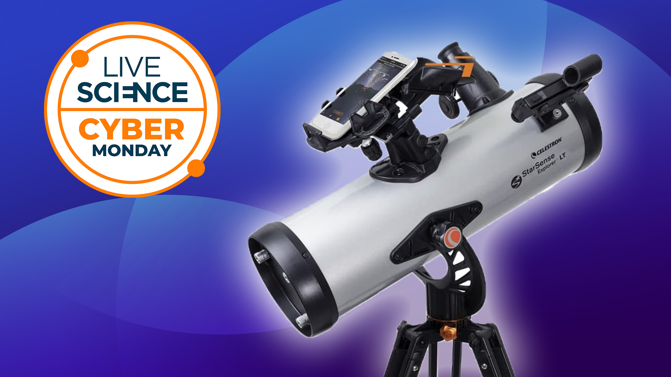 celestron starsense explorer lt 114az on a blue background