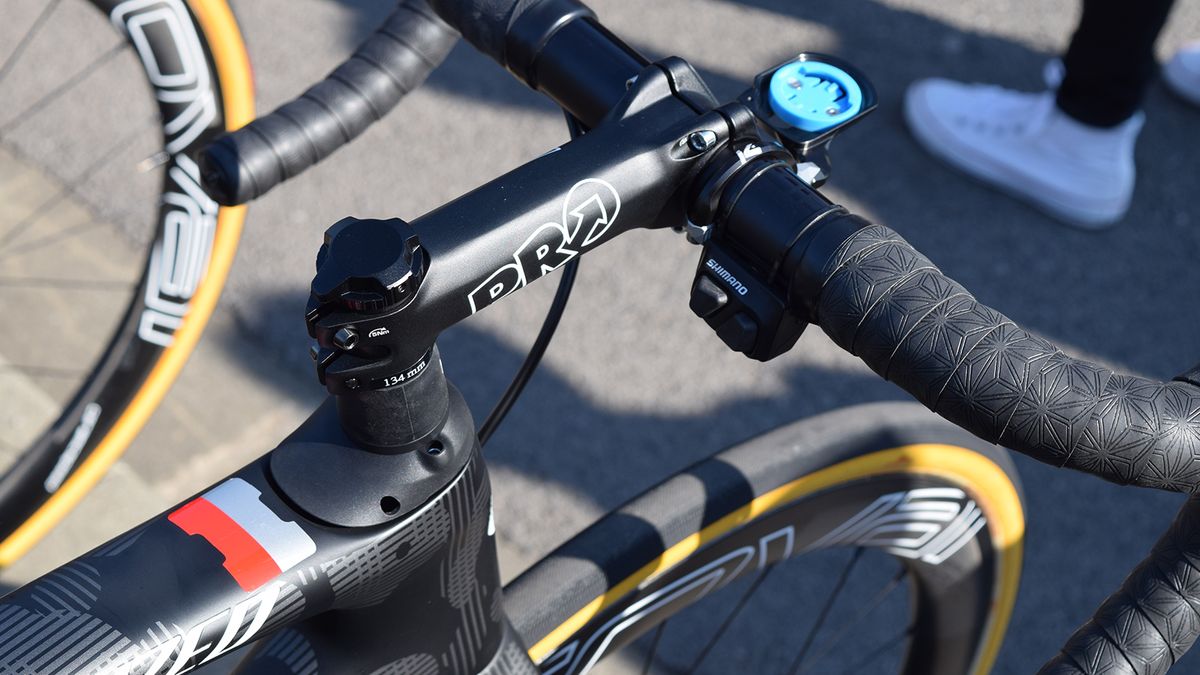 Sagan's teammate Maciej Bodnar sticks with Di2 and runs a thumb shifter on his handlebar tops for easy shifting on the cobbles