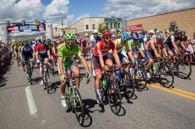 The start of stage 3 of the USA Pro Challenge from Gunnison to Monarch Mountain