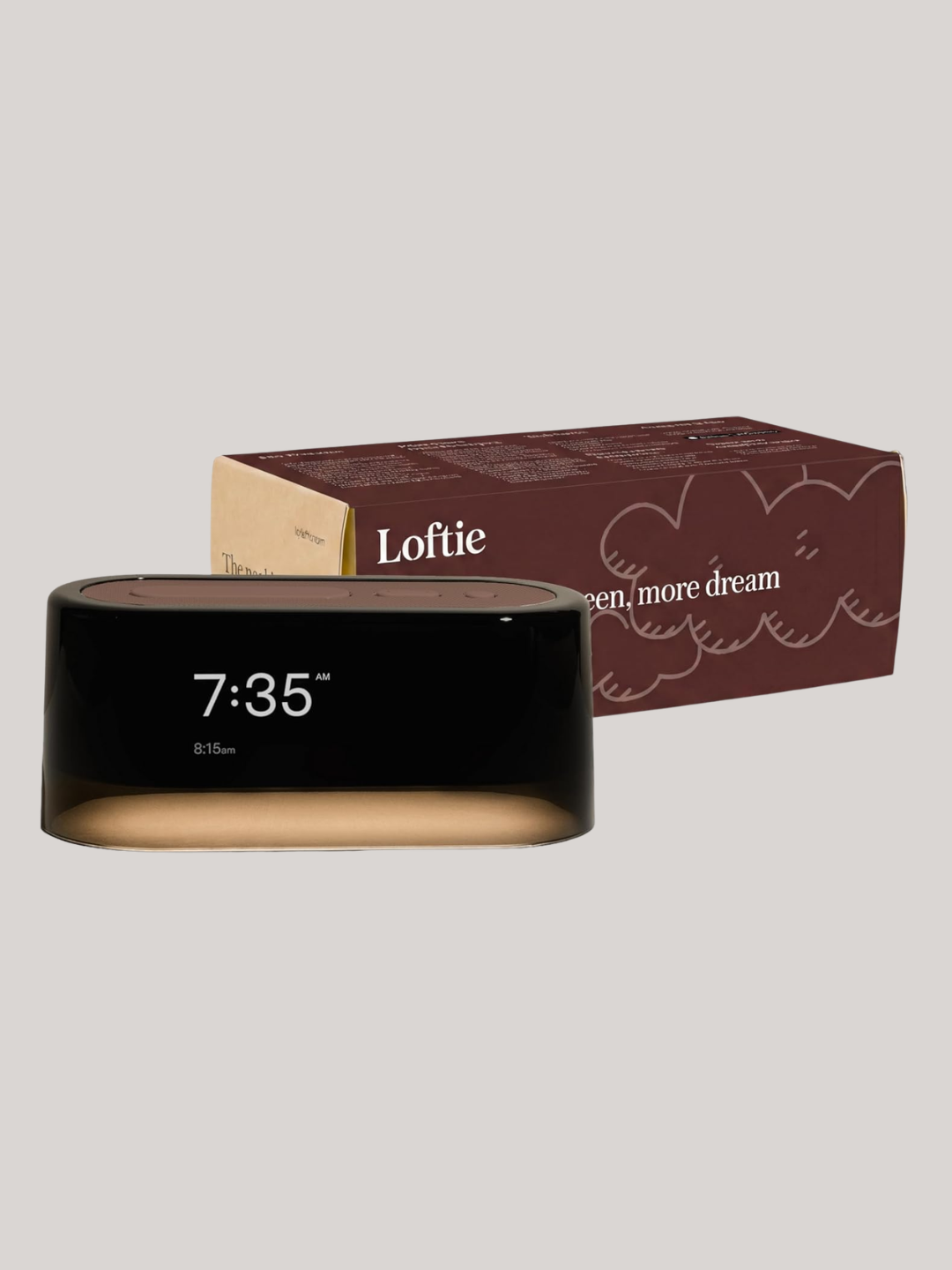 A brown smart alarm clock from Loftie