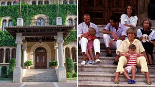 Marivent Palace in Mallorca, and Princess Diana with Prince William and the Spanish royals