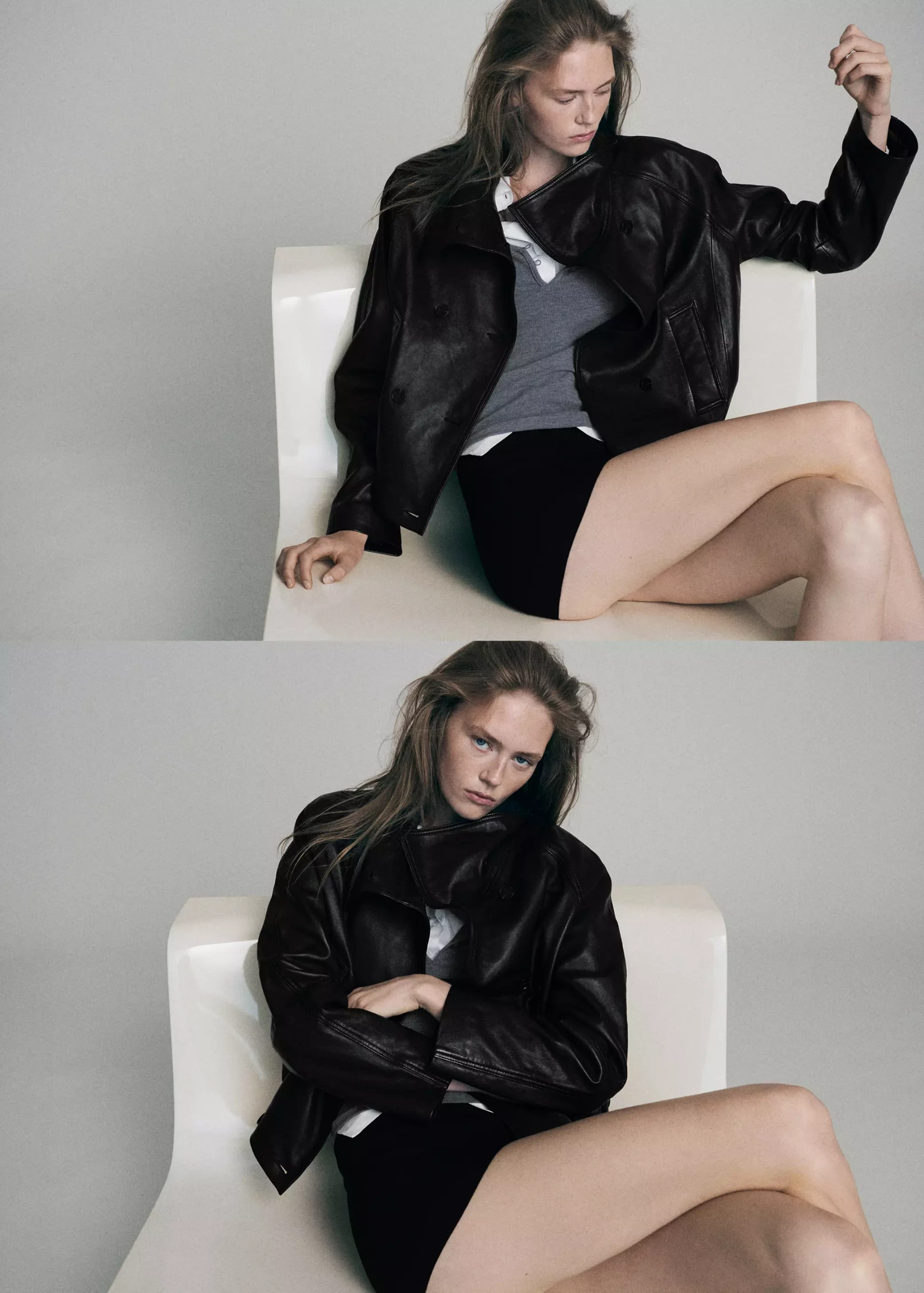 Leather Jacket With Funnel Neck - Women | Mango Usa