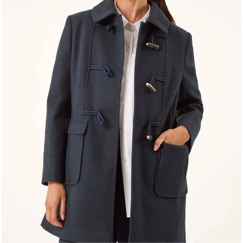 Roman, Blue Petite Patch Pocket Duffle Coat