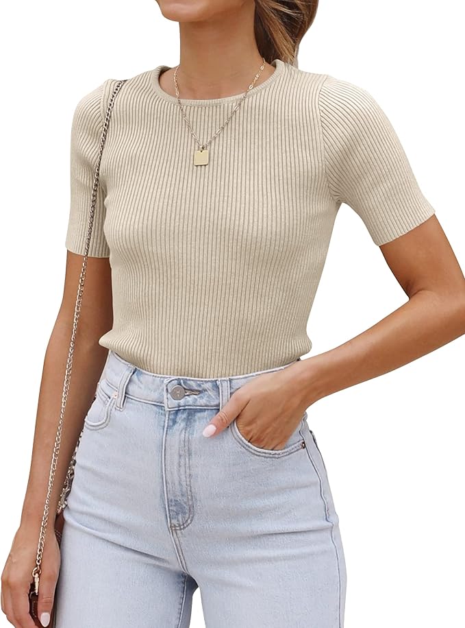 ZESICA, Short Sleeve Sweater Top