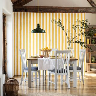 Yellow striped dining room