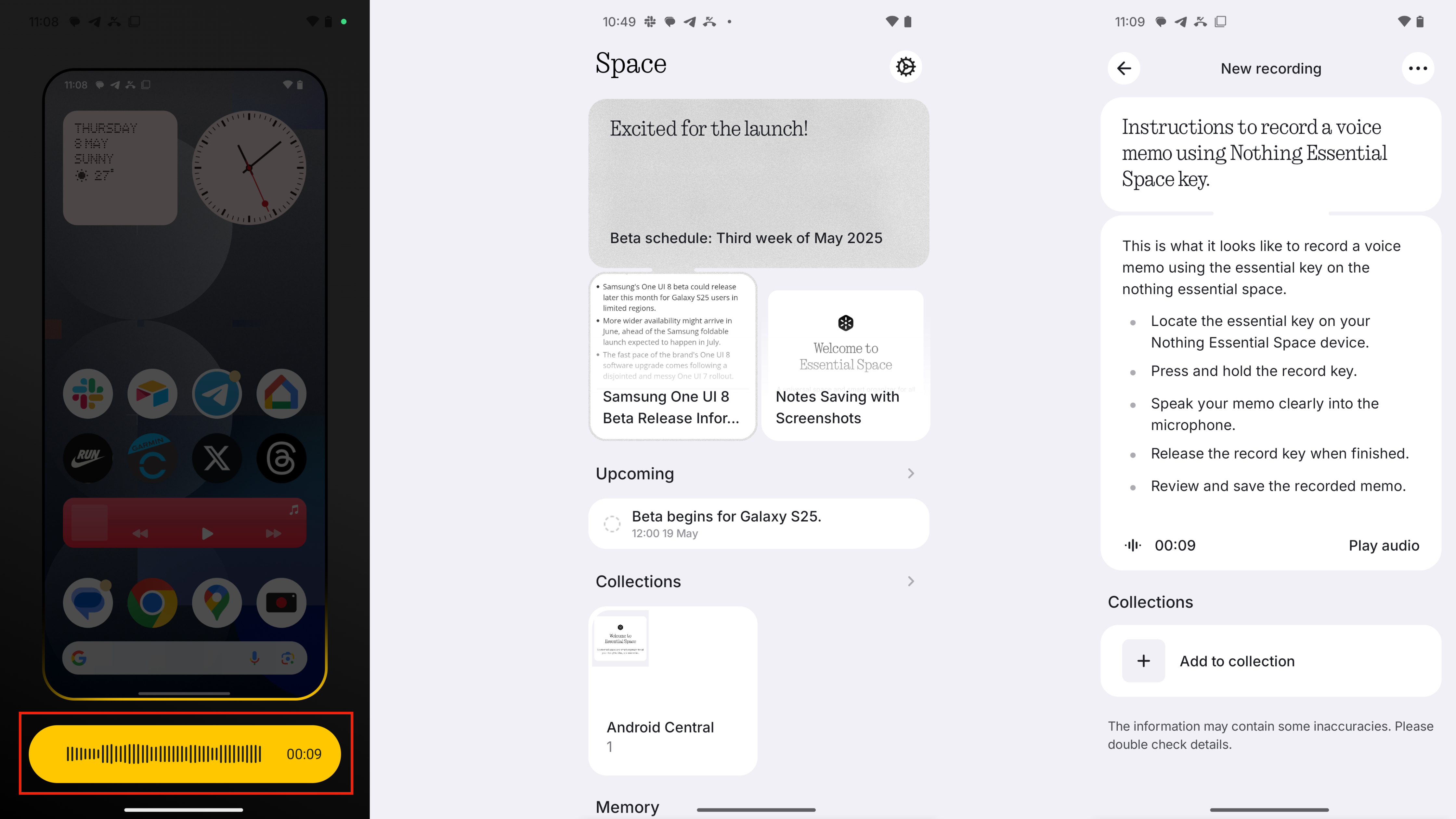 Using the Essential Key and Essential Space app on the Nothing Phone 3a Pro.