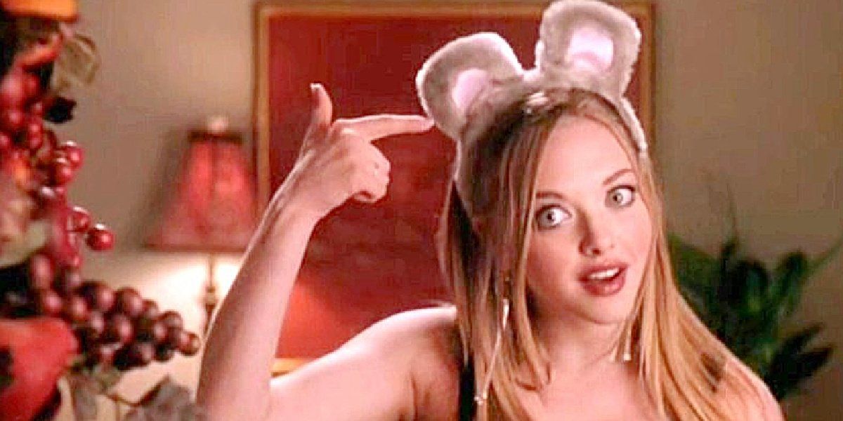 Amanda Seyfried as Karen in her Halloween costume in _Mean Girls._