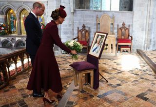 Prince William and Kate Middleton at the Queen Elizabeth one year anniversary memorial service in Wales