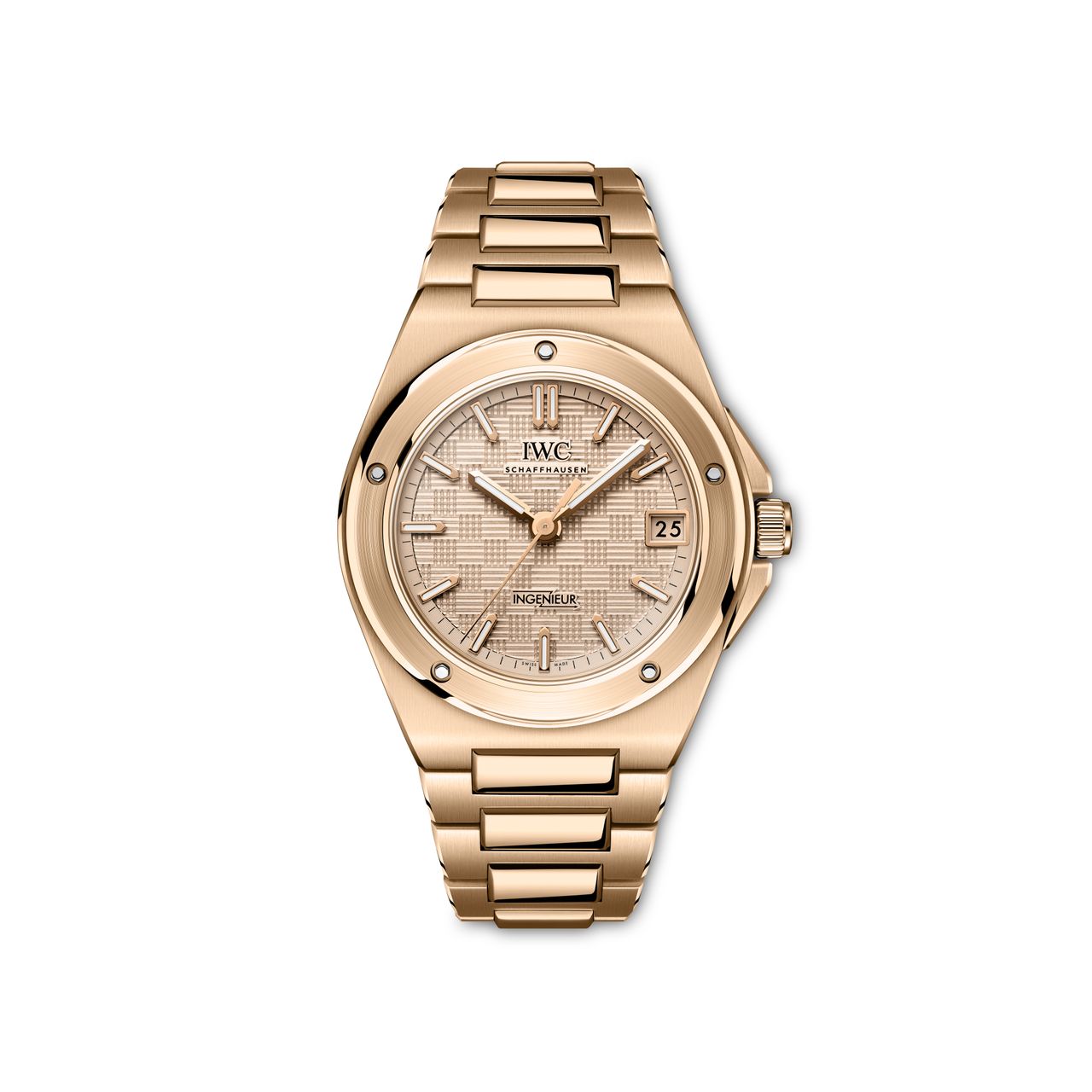 The front of IWC's new Ingenieur Automatic 35 watch in 18-carat 5N gold that launched at Watches and Wonders 2025.
