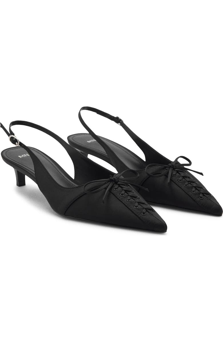 Bow Pointed Toe Kitten Heel Slingback Pump