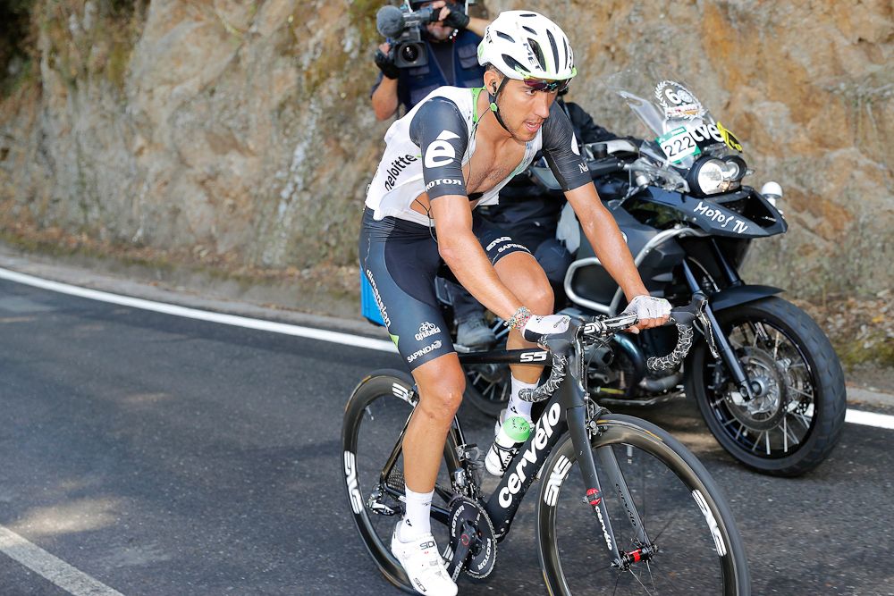 Omar Fraile attacked alone from the breakaway during stage 6 at the Vuelta a Espana