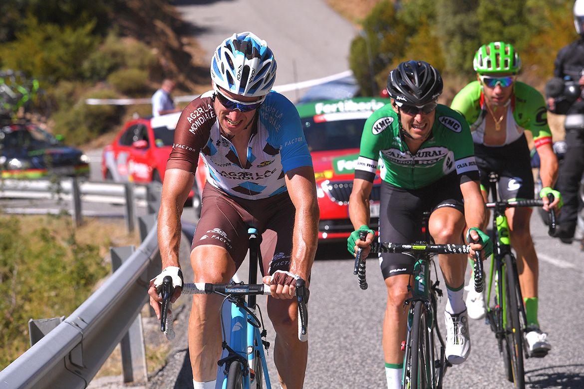 Alexandre Geniez, Fabricio Ferrari and Davide Villella at the Vuelta a Espa&ntilde;a