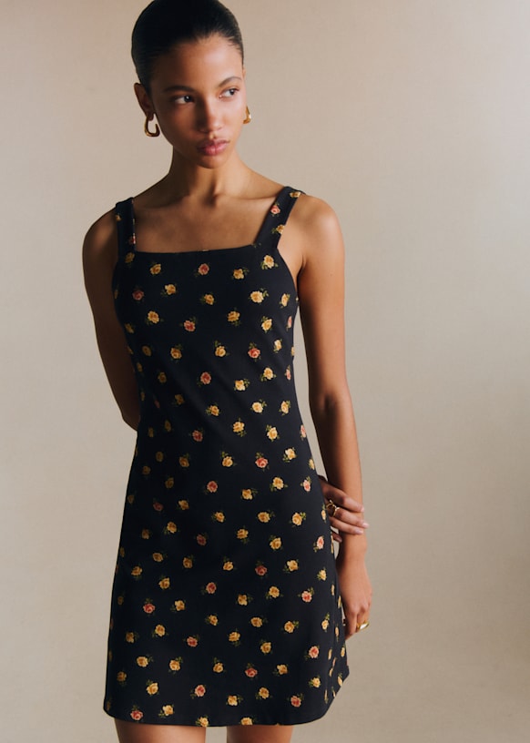 Lison Dress - Sunflower Print - Organic Cotton - Textile Made From Organic Fibers - S&amp;eacute;zane