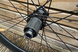 Detail of Shimano Ultegra C60 wheel and rear hub