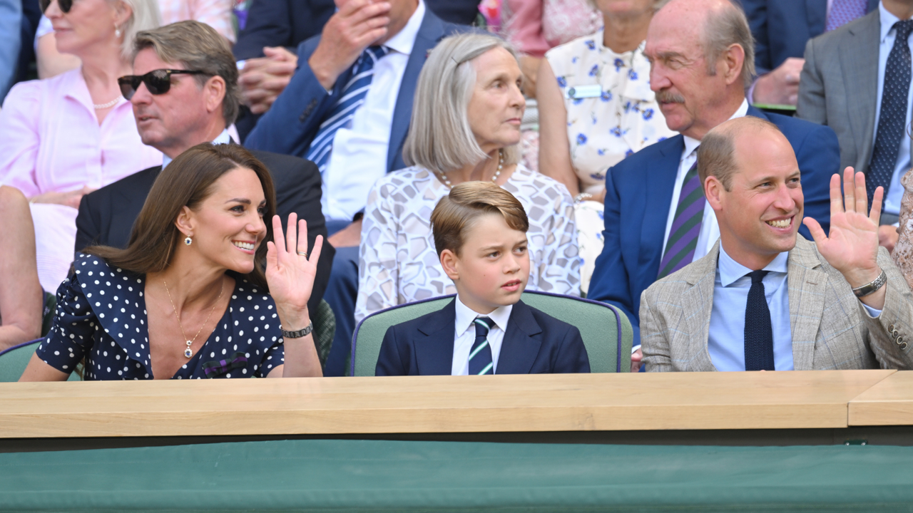 Kate Middleton is &quot;heartbroken&quot; over Prince George attending Eton College: Prince George with his parents, Prince William and Kate Middleton