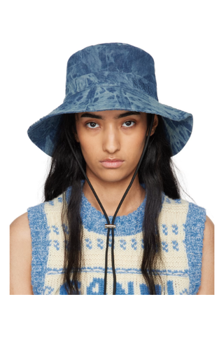 GANNI Blue Denim Bucket Hat (Was $185)