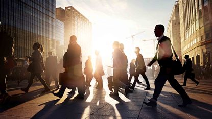 People going to work in the city