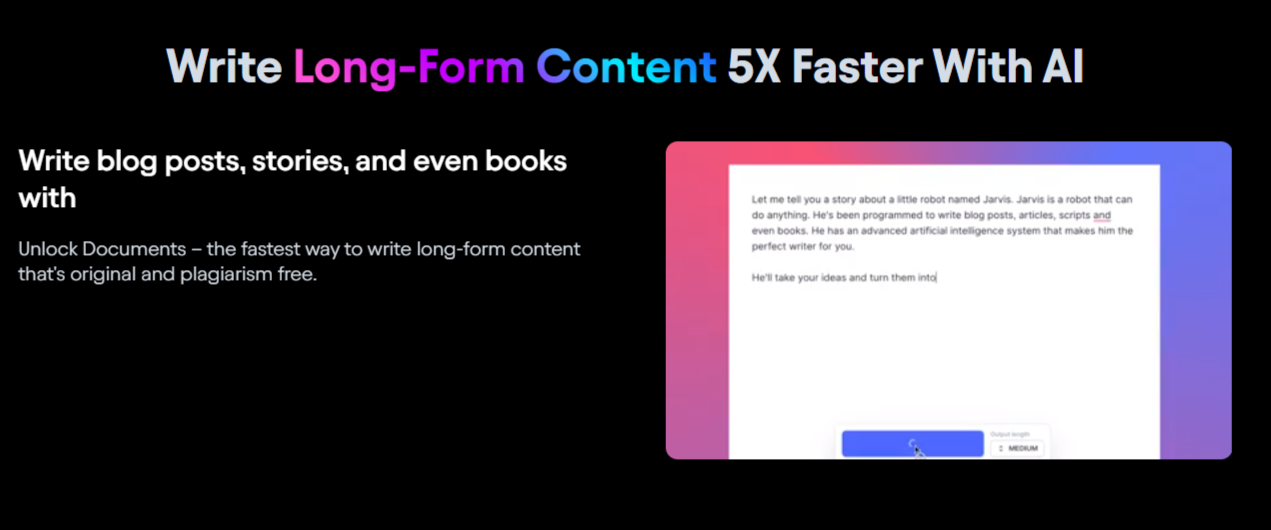 Website screenshot for Jasper AI