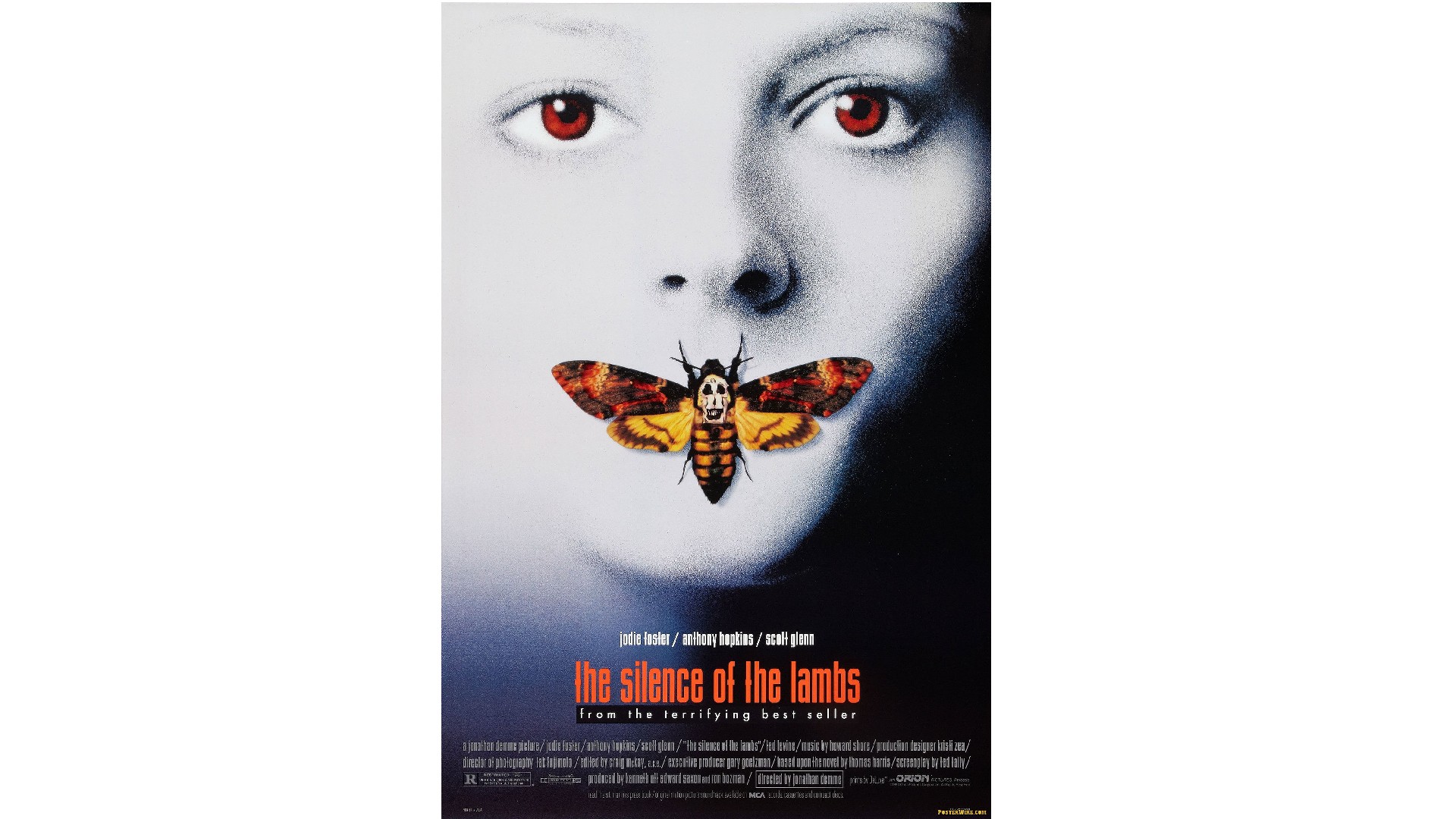 Horror film poster for Silence of the Lambs