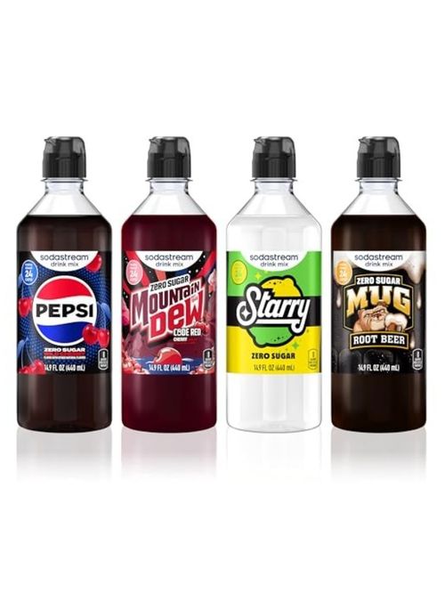 Sodastream Pepsi, Mtn Dew, Starry & Mug Root Beer Zero Flavor Drops Variety Pack