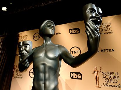 The Actor statue seen during the 22nd SAG nominations announcement