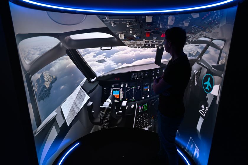 Inside the Holodeck simulation cockpit. 
