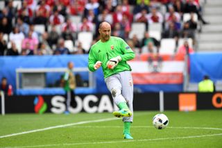 Gabor Kiraly of Hungary in action at Euro 2020