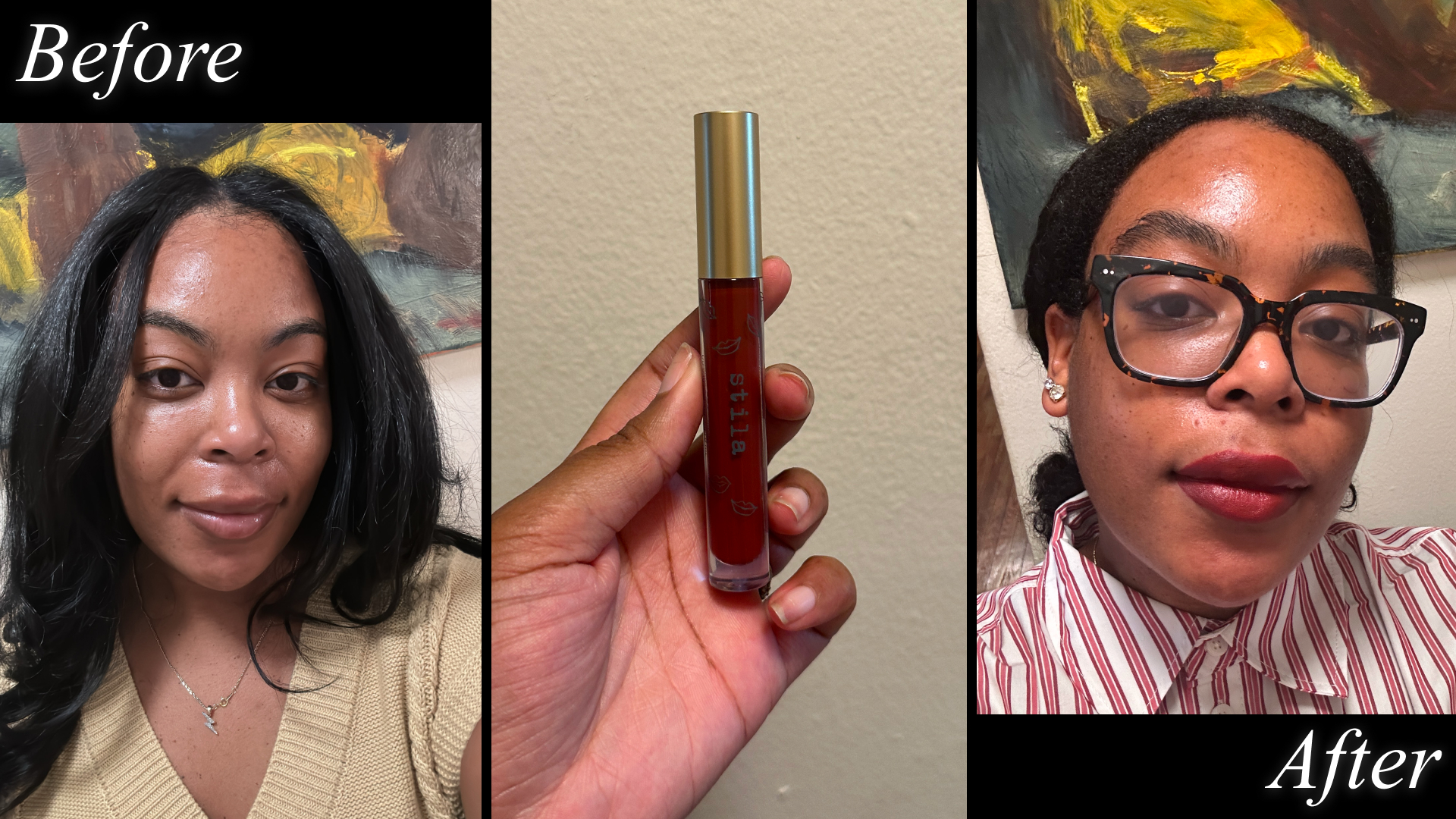 Ariel Baker testing Stay All Day Liquid Lipstick