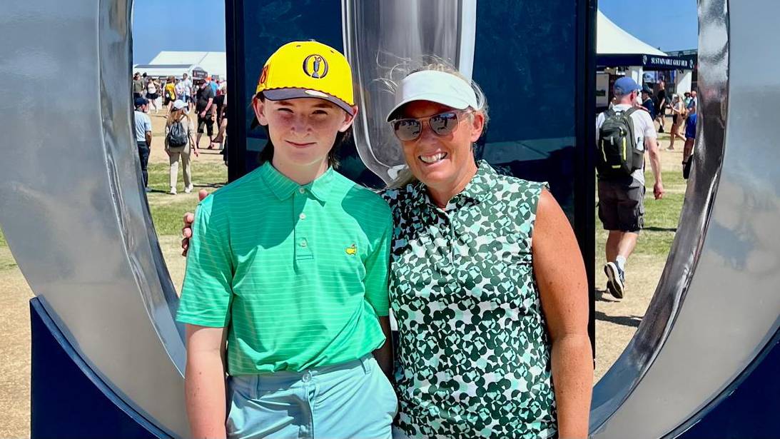 Carly Cummins with her son Hogan at the Open Championship 2026
