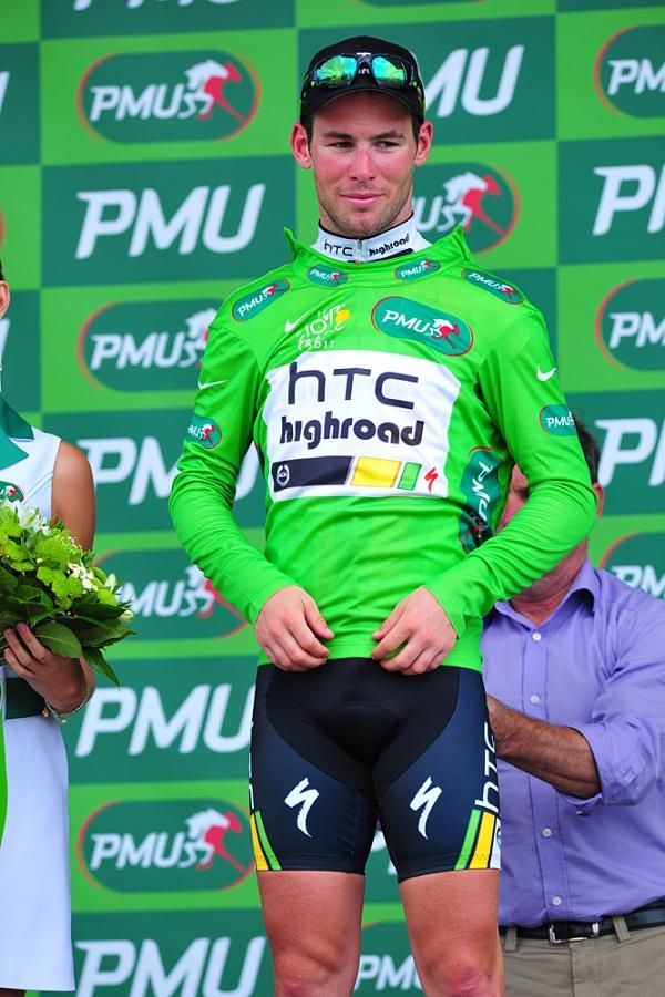 Mark Cavendish wears the green jersey with pride.