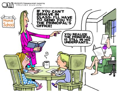 Editorial Cartoon U.S. school work from home discipline