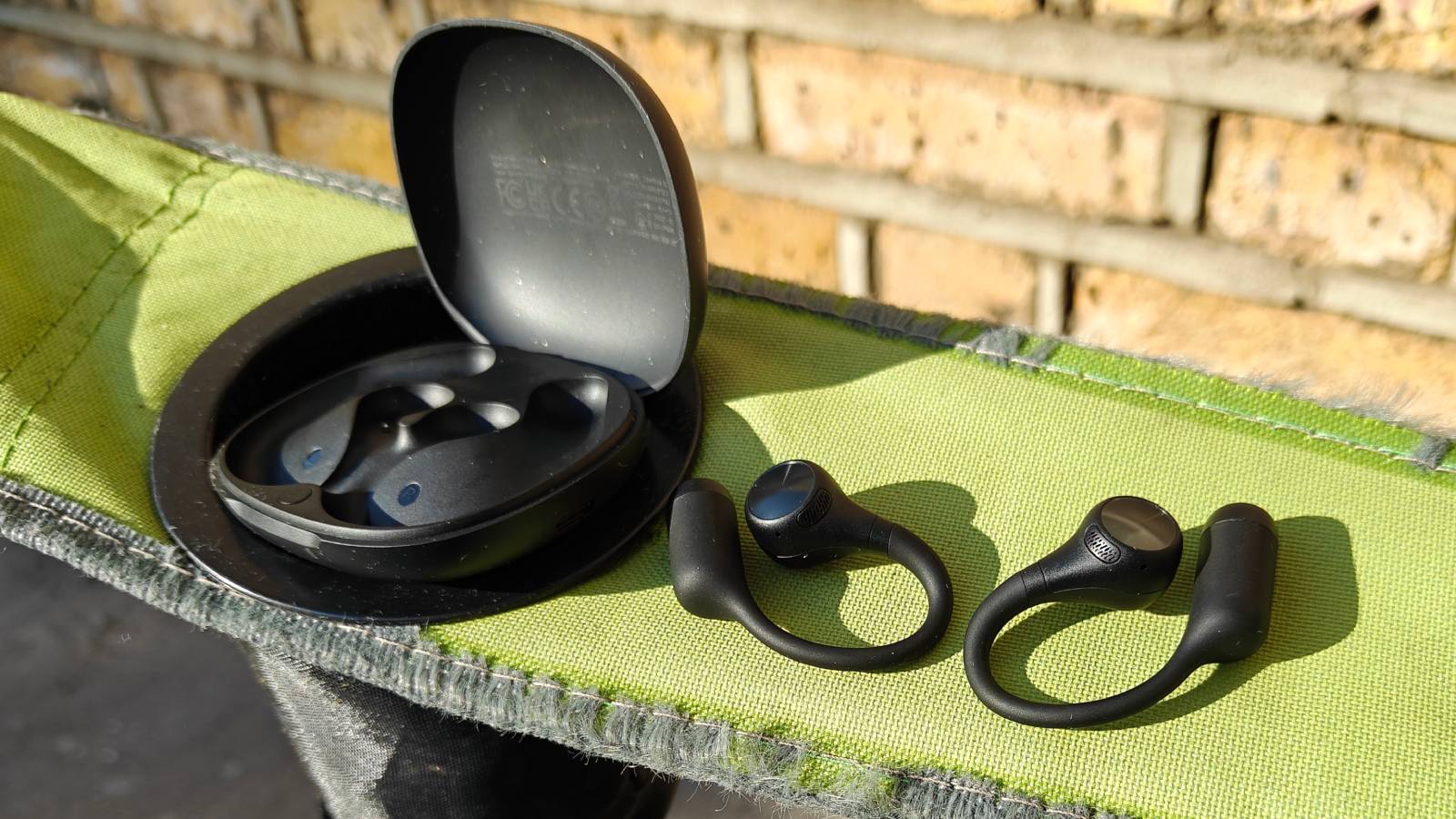 The OpenRock S2 on the edge of a camp chair.