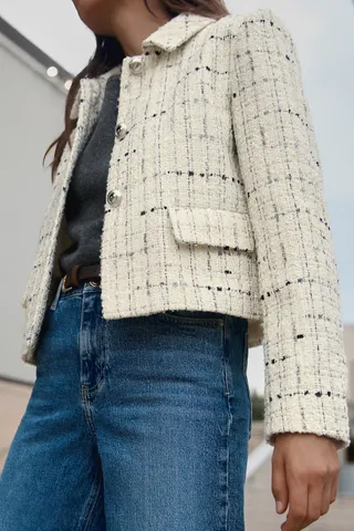 ZARA, Textured Cropped Blazer