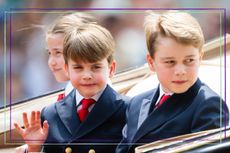 Princess Charlotte, Prince Louis and Prince George sat in carriage