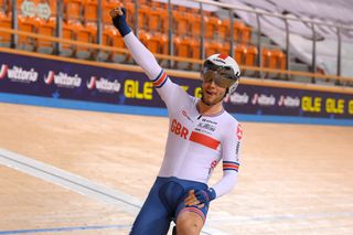 Great Britain’s Matt Walls wins the men’s elimination race on the opening day of the 2020 UEC European Track Championships in Plovdiv, Bulgaria
