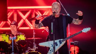 James Hetfield of Metallica performs at I-Days Festival at Ippodromo La Maura on May 29, 2024 in Milan, Italy.