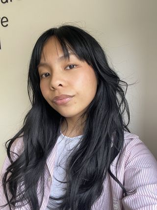 An image of Who What Wear Affiliates and Special Project manager Jerrylyn Saguiped wearing Rare Beauty Soft Pinch review, one the best blushers.