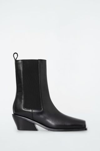 Square-Toe Leather Chelsea Boots