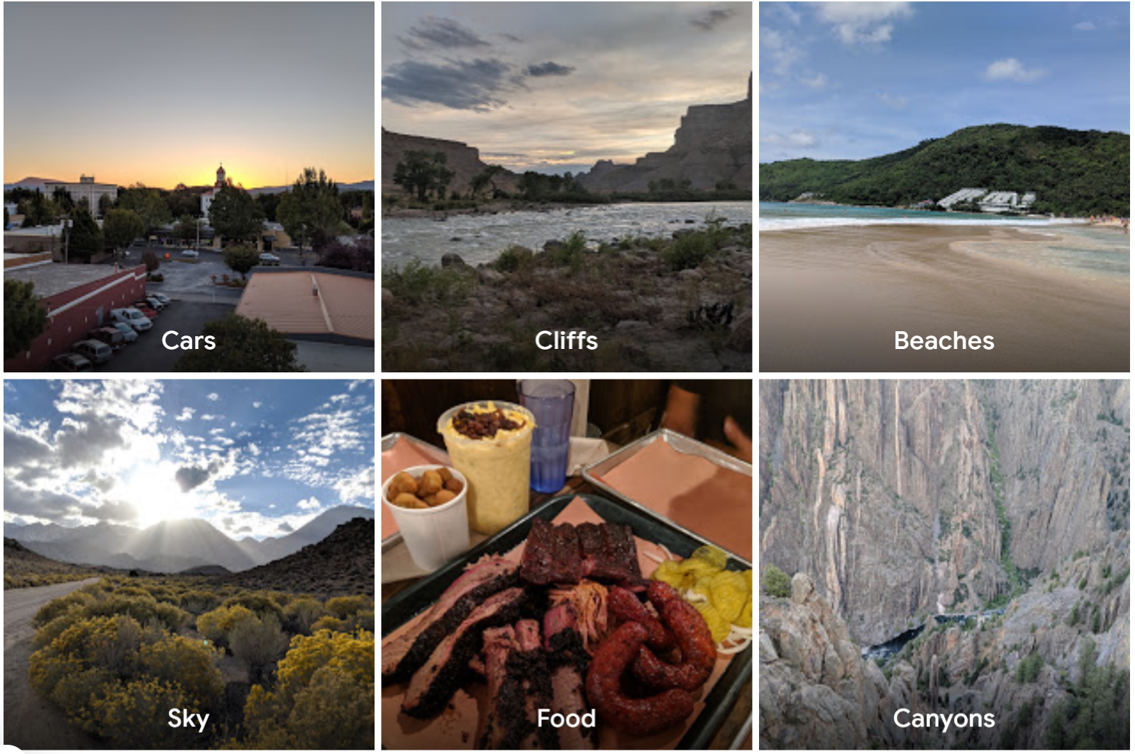 Google Photos' automatic photo categorization