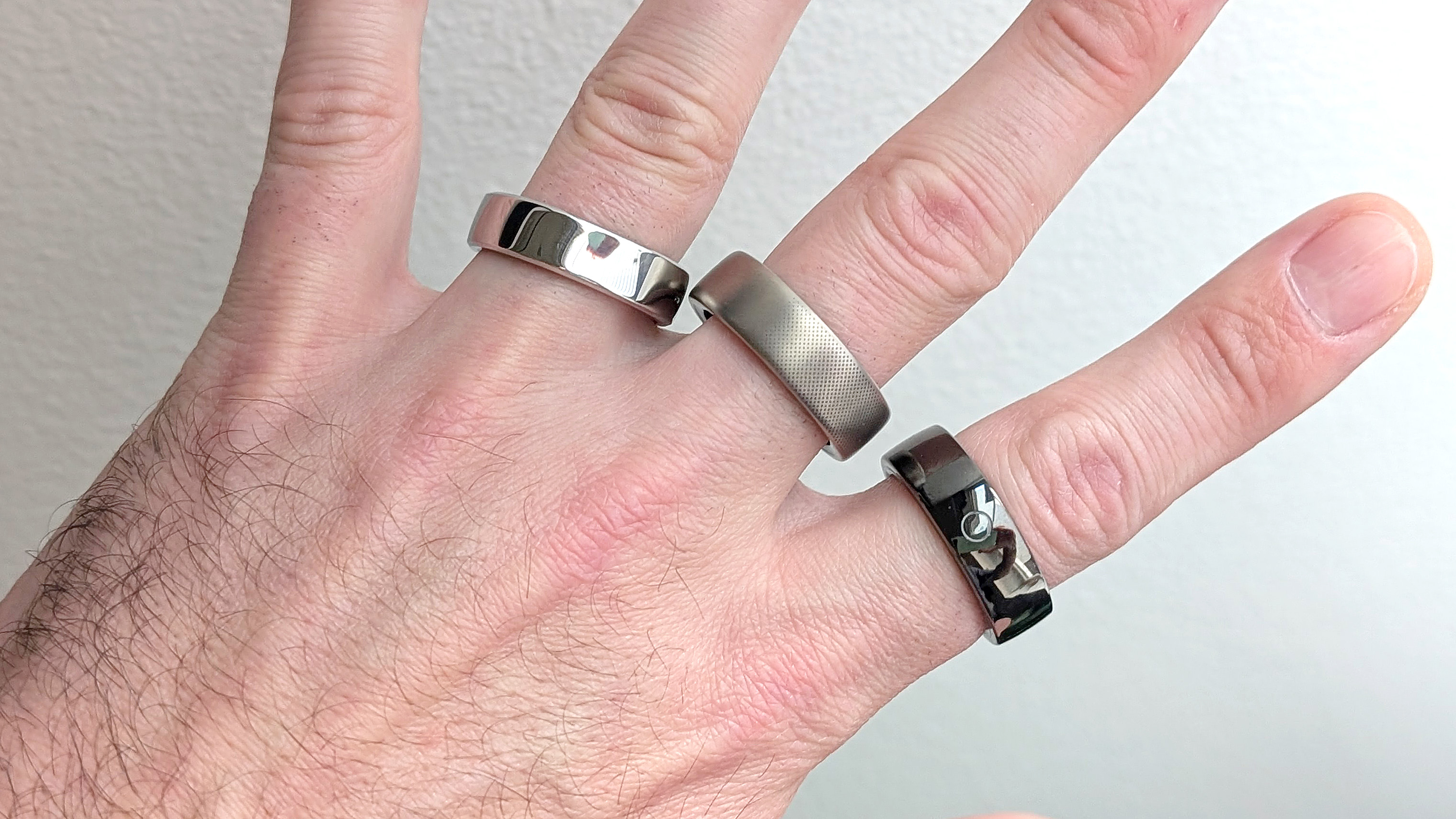 Ringconn Gen 2 Air next to Amazfit Helio Ring next to Circular Ring 2