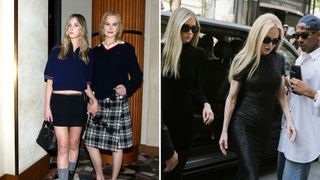 Two photos of Nicole Kidman with her daughters